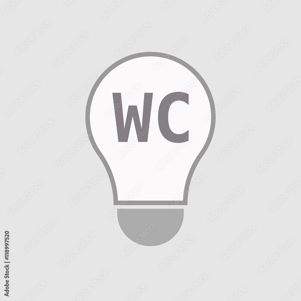 Fototapeta premium Isolated line art light bulb icon with the text WC