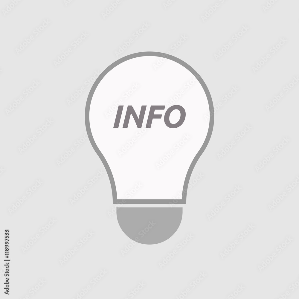 Isolated line art light bulb icon with the text INFO Isolated line art light bulb icon with the text INFO
