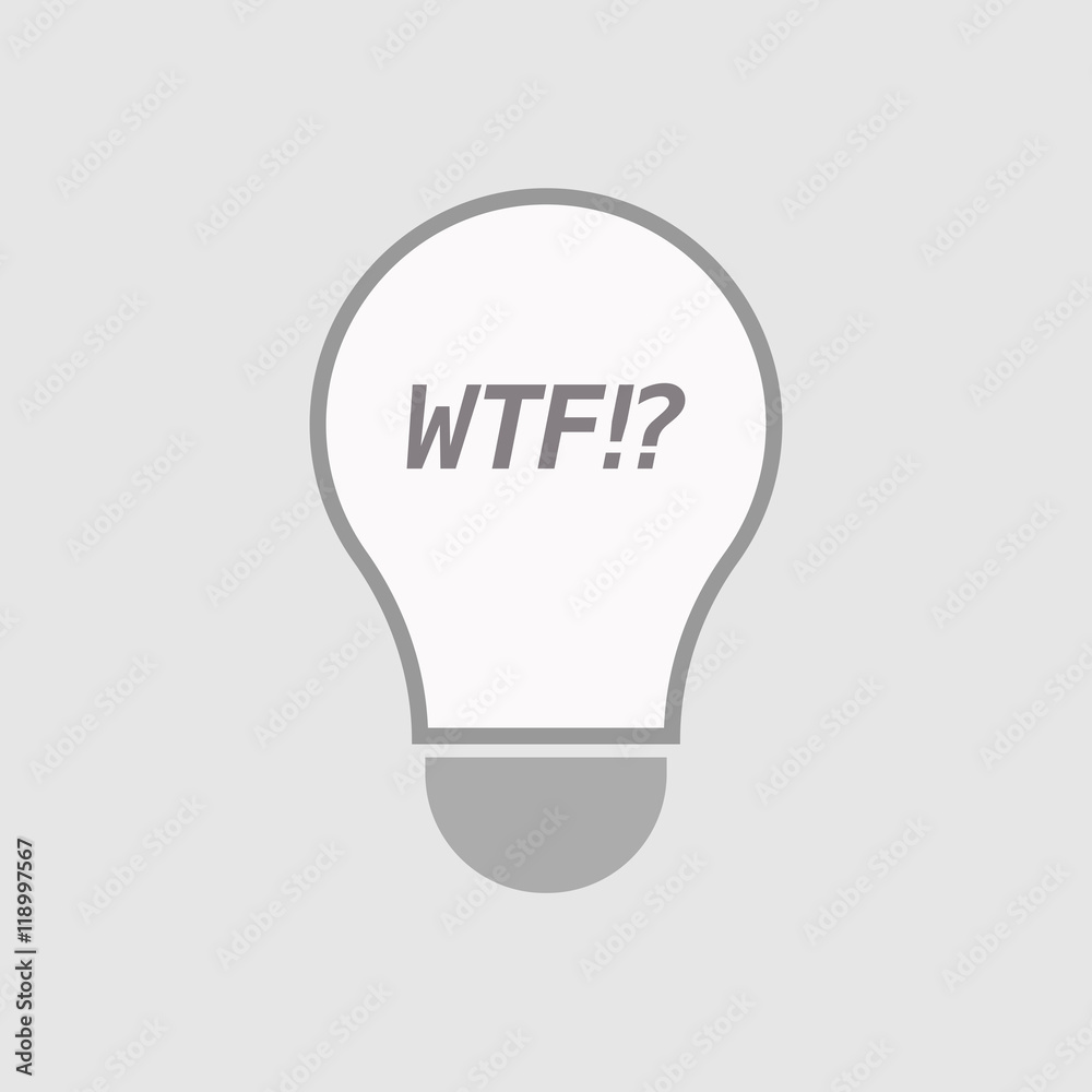 Isolated line art light bulb icon with the text WTF!? Isolated line art light bulb icon with the text WTF!?