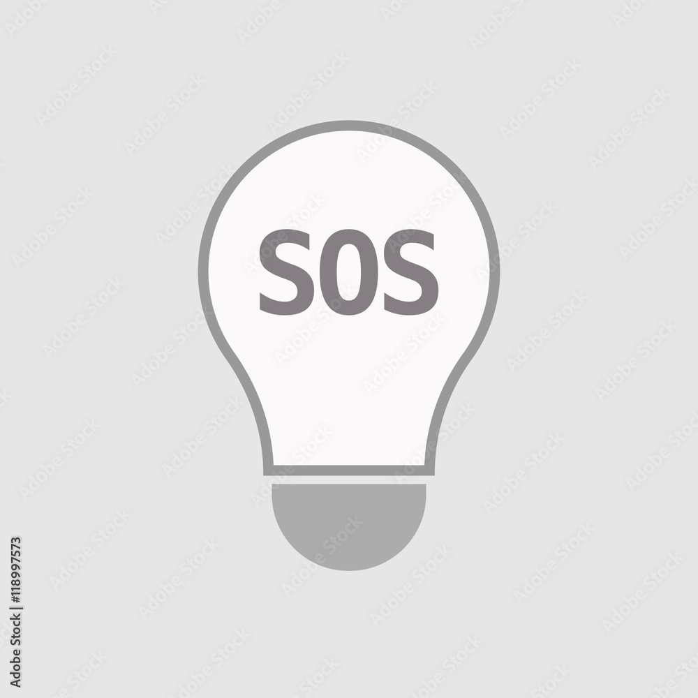 Fototapeta premium Isolated line art light bulb icon with the text SOS