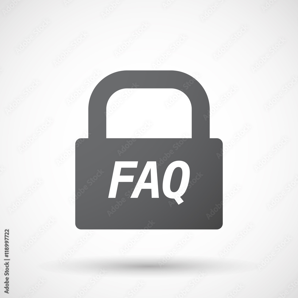 Isolated closed lock pad icon with the text FAQ Isolated closed lock pad icon with the text FAQ