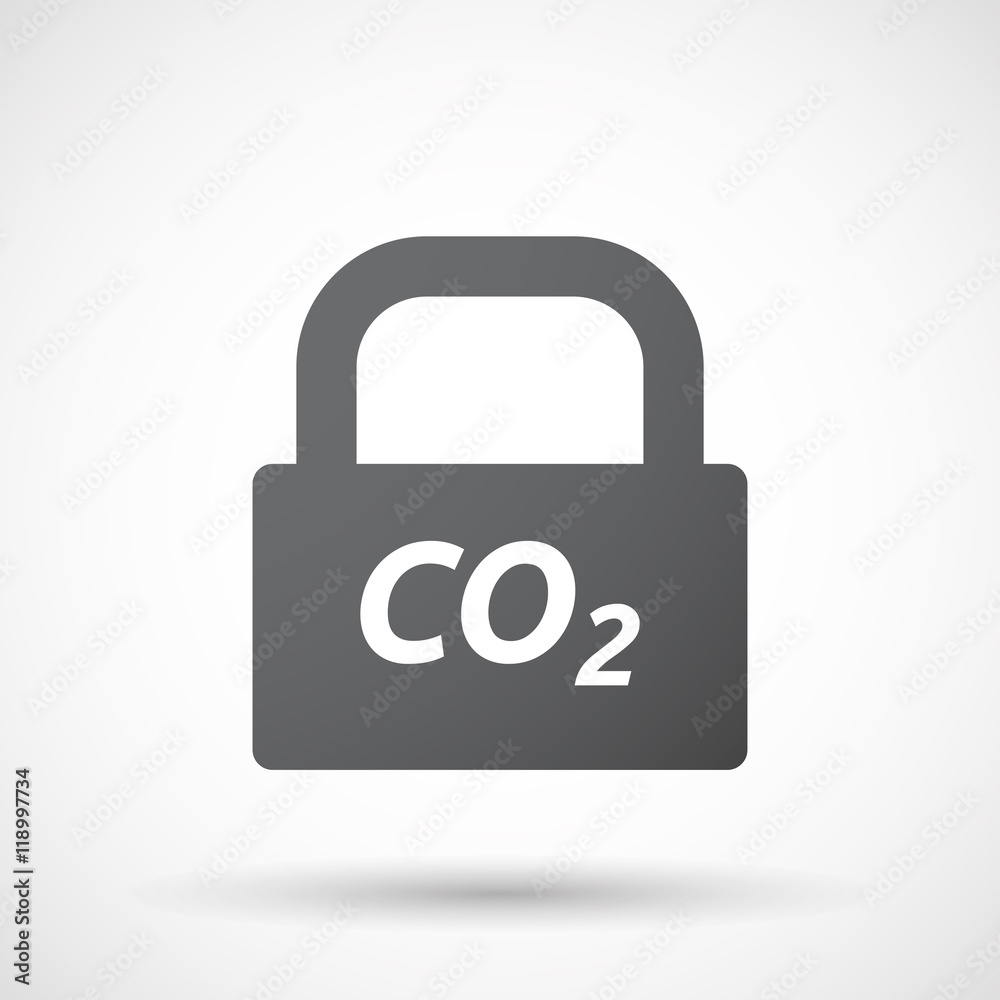 Isolated closed lock pad icon with the text CO2 Isolated closed lock pad icon with the text CO2