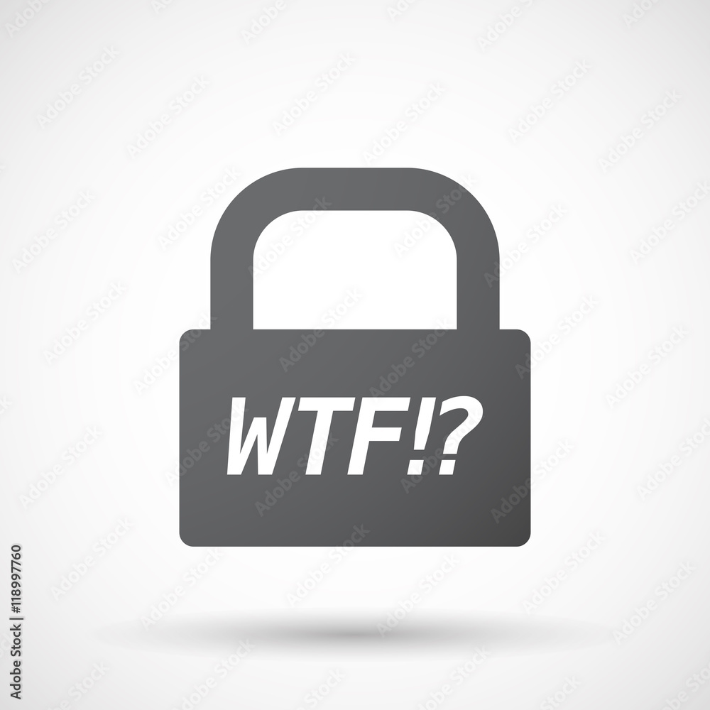 Isolated closed lock pad icon with the text WTF!? Isolated closed lock pad icon with the text WTF!?