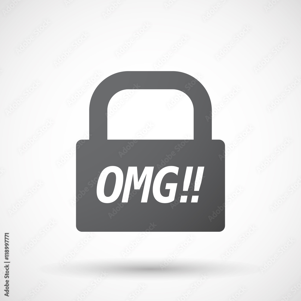Isolated closed lock pad icon with the text OMG!! Isolated closed lock pad icon with the text OMG!!