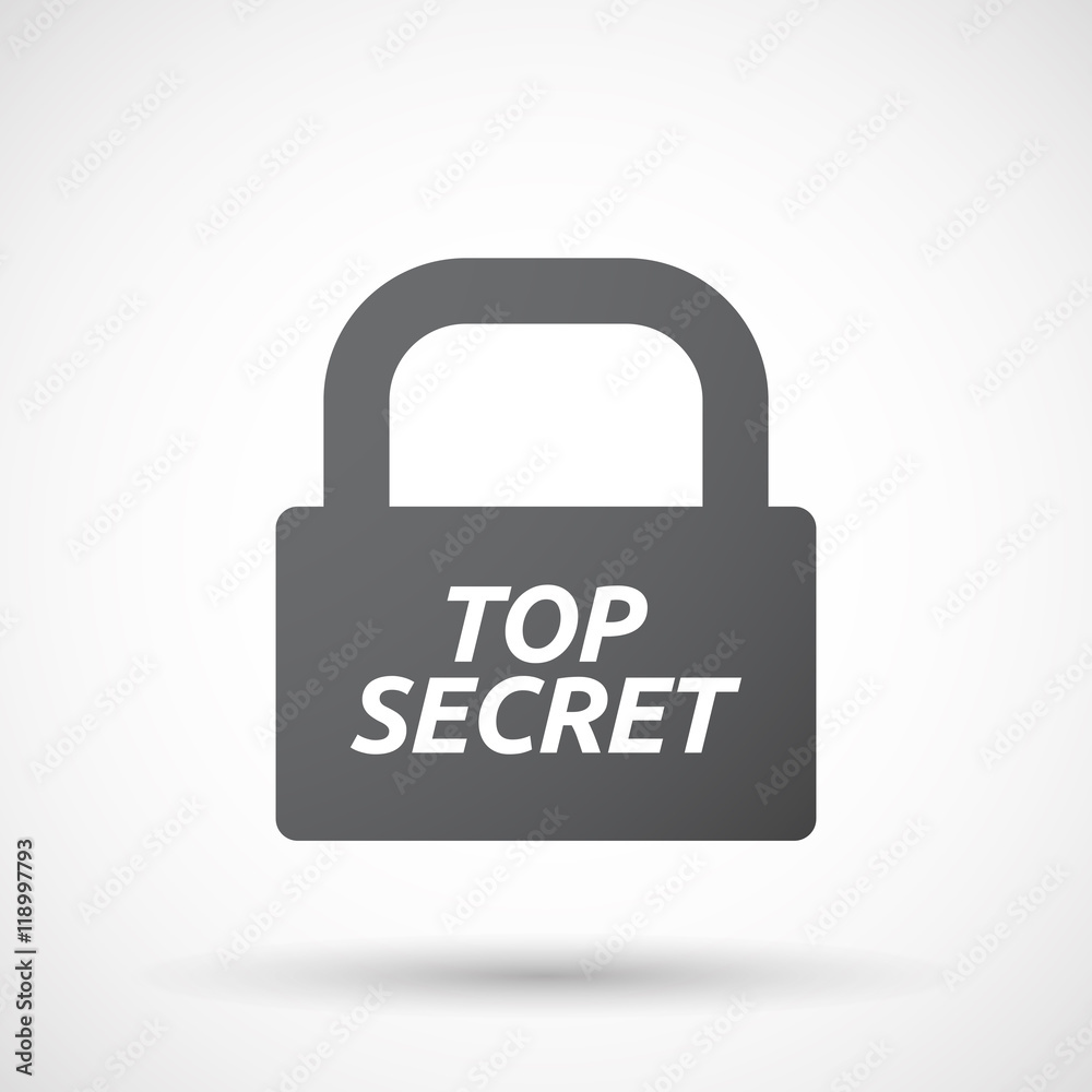Isolated closed lock pad icon with the text TOP SECRET Isolated closed lock pad icon with the text TOP SECRET