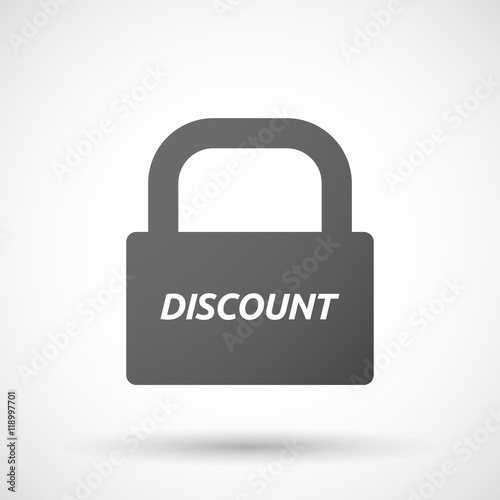 Isolated closed lock pad icon with the text DISCOUNT