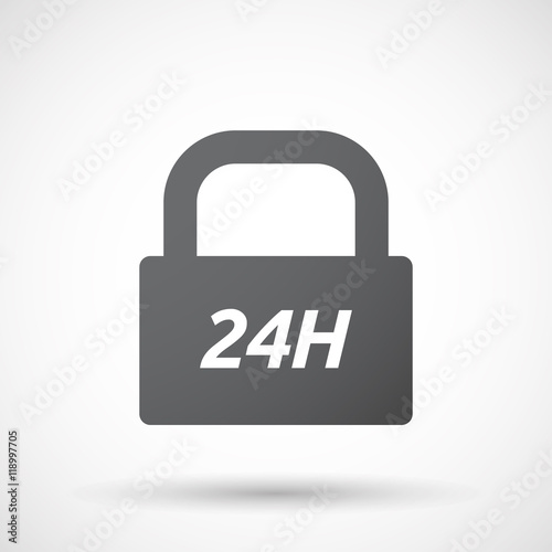 Isolated closed lock pad icon with the text 24H