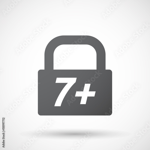 Isolated closed lock pad icon with the text 7+
