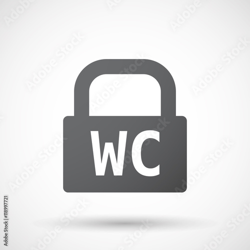 Isolated closed lock pad icon with the text WC