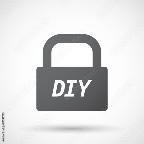 Isolated closed lock pad icon with the text DIY
