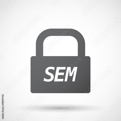 Isolated closed lock pad icon with the text SEM