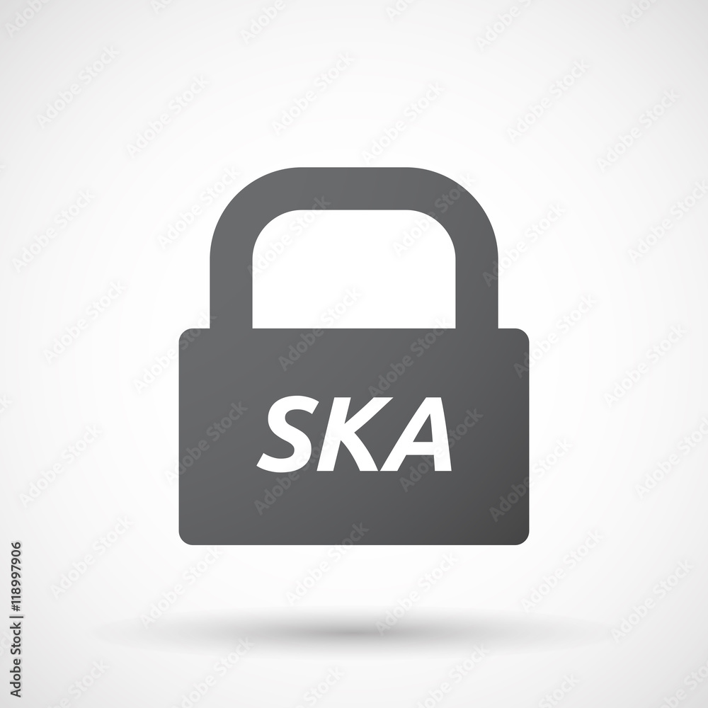 Isolated closed lock pad icon with the text SKA Isolated closed lock pad icon with the text SKA