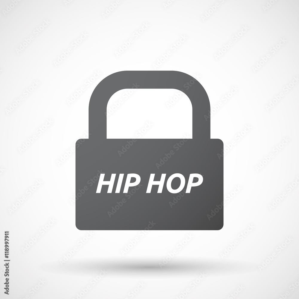 Isolated closed lock pad icon with the text HIP HOP Isolated closed lock pad icon with the text HIP HOP
