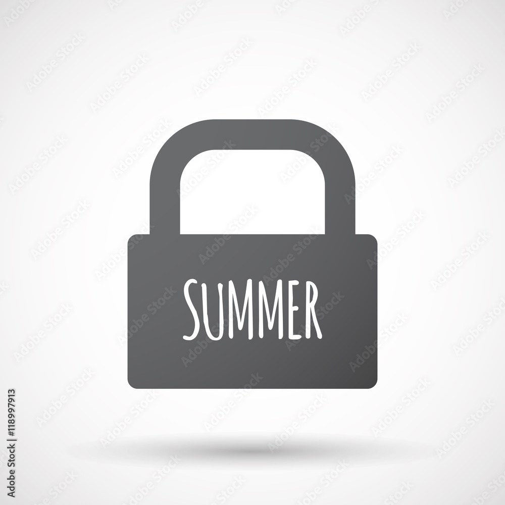 Isolated closed lock pad icon with the text SUMMER Isolated closed lock pad icon with the text SUMMER