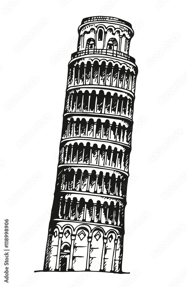 Hand drawn Tower of Pisa