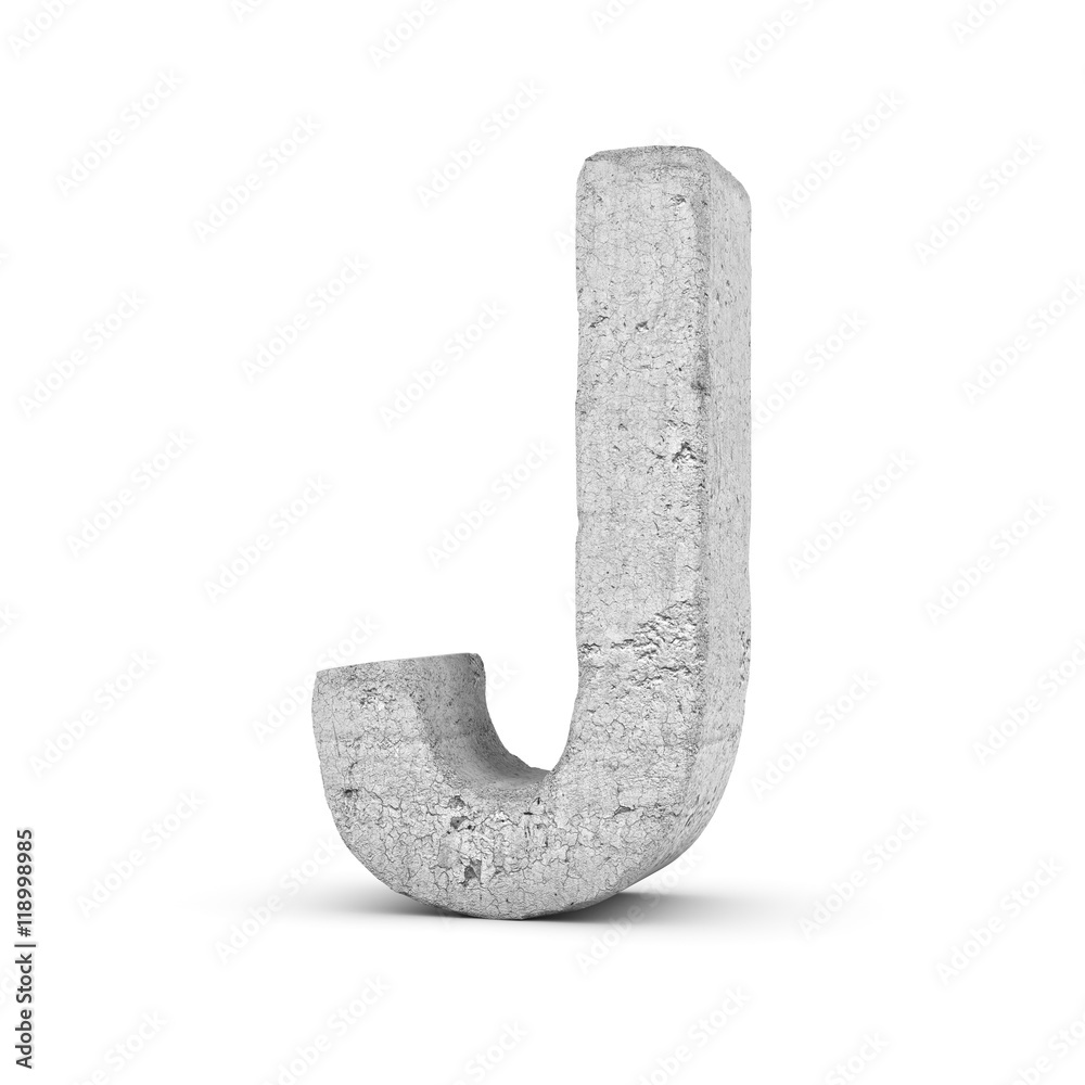 Concrete letter J isolated on white background Concrete letter J isolated on white background