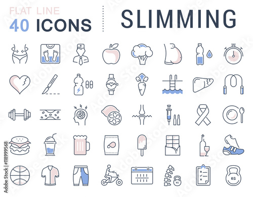 Set Vector Flat Line Icons Slimming