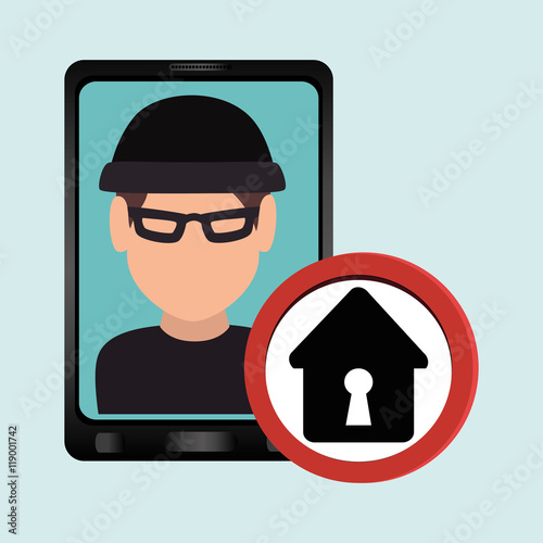 man smartphone thief secure vector illustration eps 10