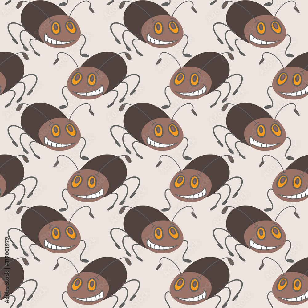 seamless pattern with cute smiling bugs seamless pattern with cute smiling bugs