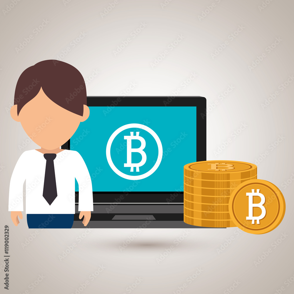 man laptop bitcoin online vector illustration eps 10 man laptop bitcoin online vector illustration eps 10