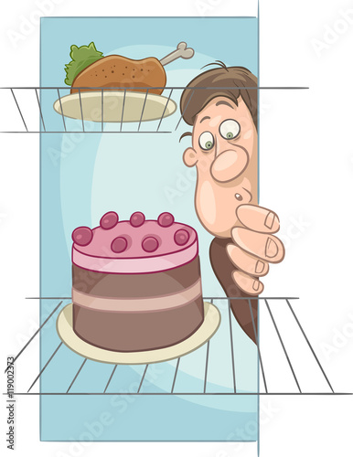 hungry man on diet cartoon