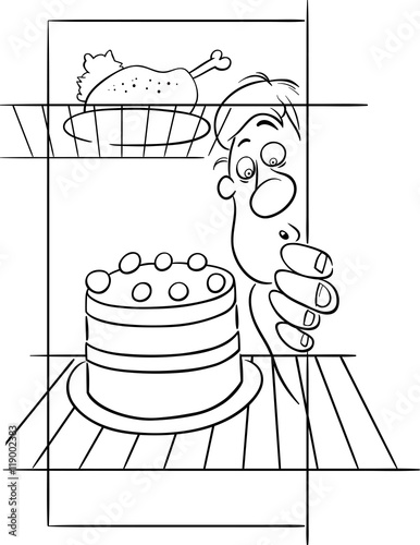 hungry man on diet drawing