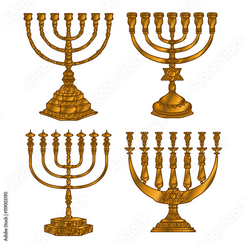 Jewish religious symbol menorah isolated on white background