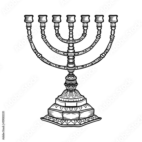Jewish religious symbol menorah isolated on white background