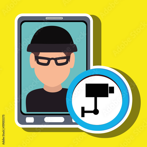 man smartphone thief secure vector illustration eps 10
