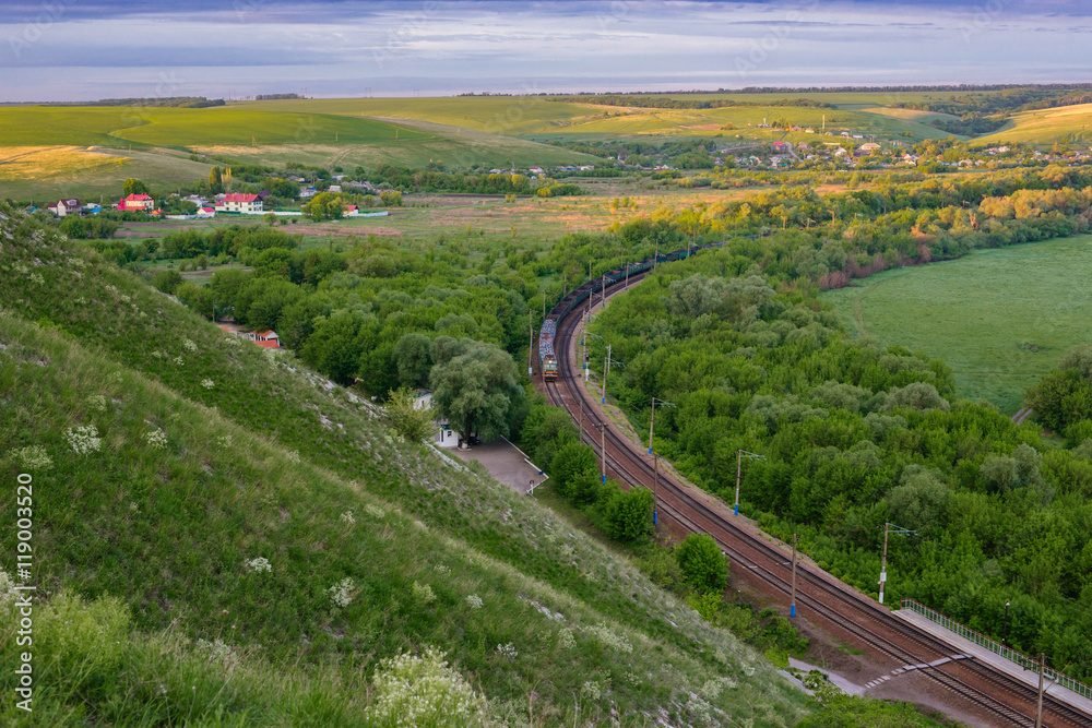 view from the mountain on the railroad