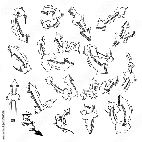 Set of hand drawn different arrows, vector illustration