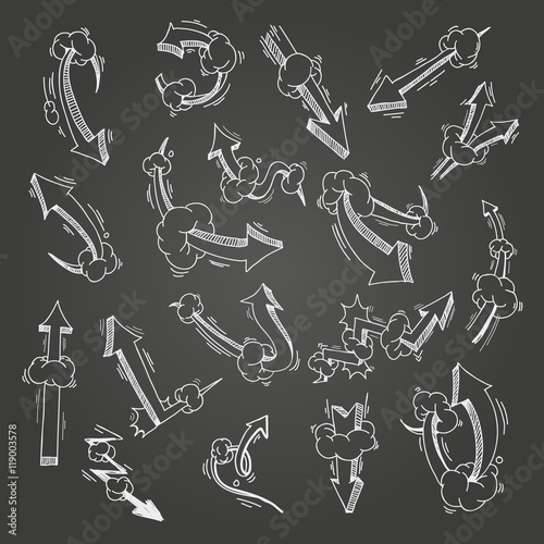 Set of hand drawn different arrows, vector illustration