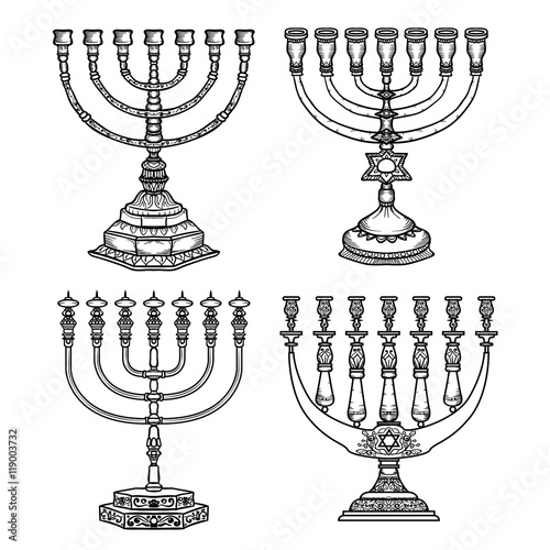 Jewish religious symbol menorah isolated on white background