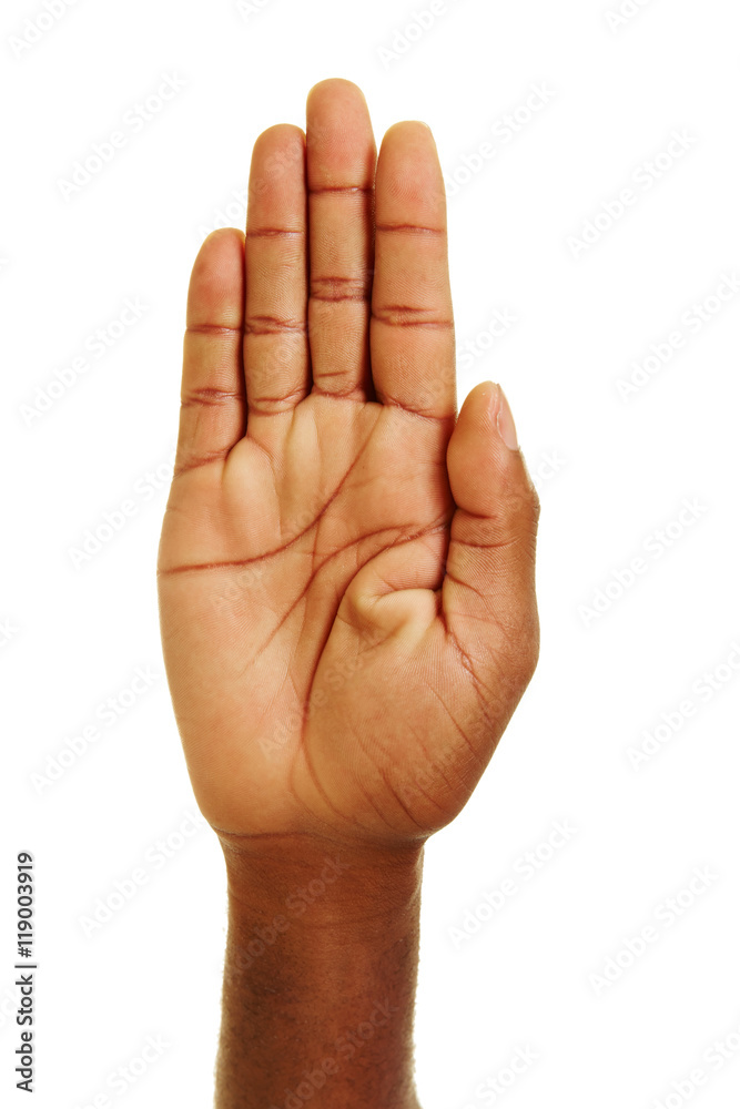Handfläche von Hand eines Afrikaners Handfläche von Hand eines Afrikaners