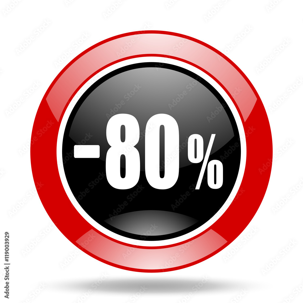 80 percent sale retail red and black web glossy round icon 80 percent sale retail red and black web glossy round icon