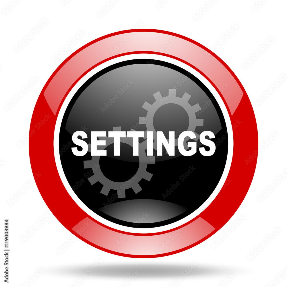 settings red and black web glossy round icon settings red and black web glossy round icon