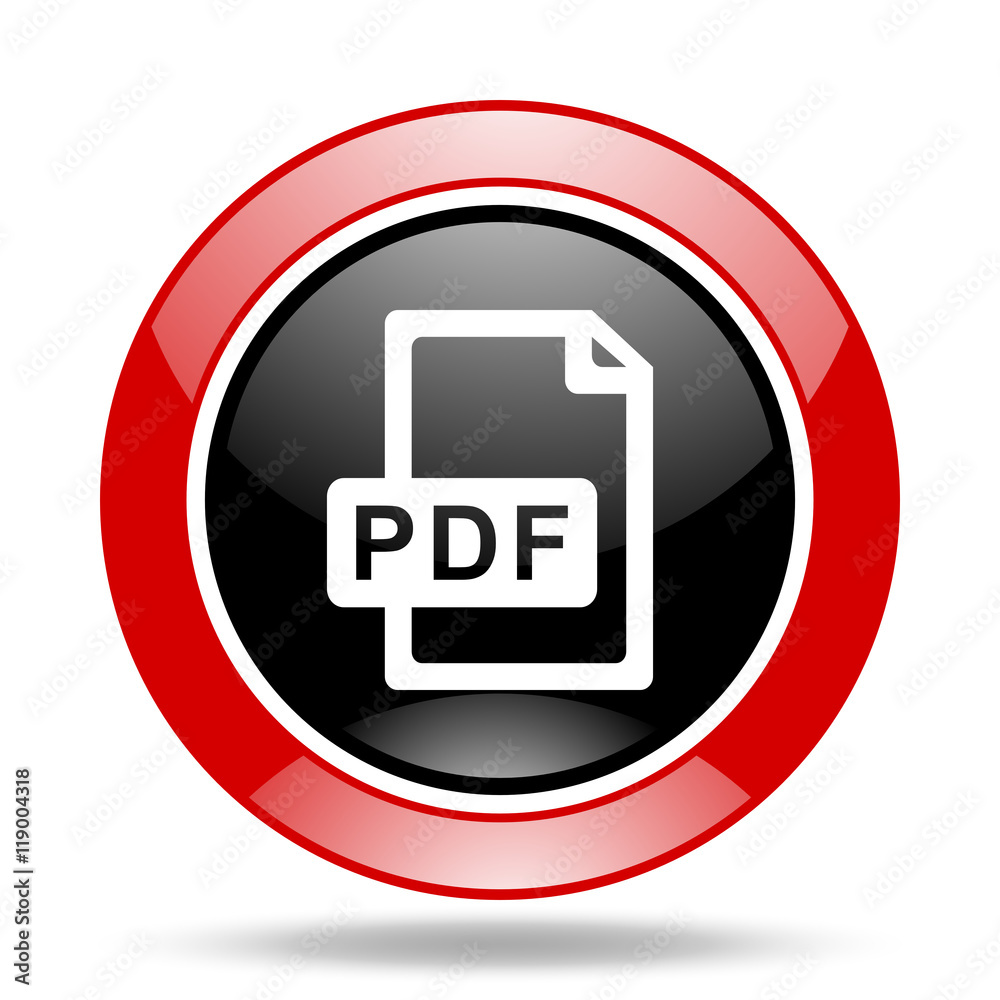 pdf file red and black web glossy round icon