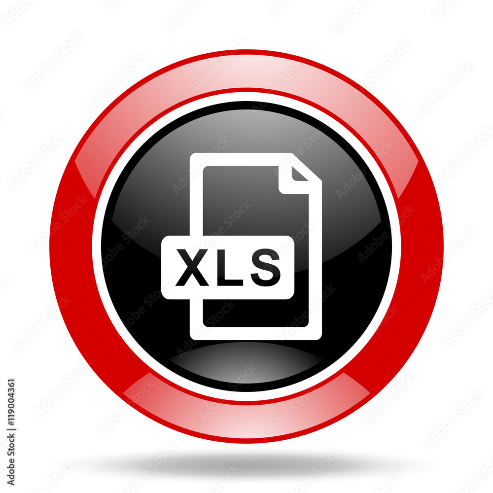 xls file red and black web glossy round icon xls file red and black web glossy round icon