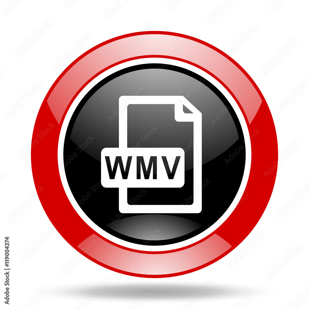 wmv file red and black web glossy round icon wmv file red and black web glossy round icon