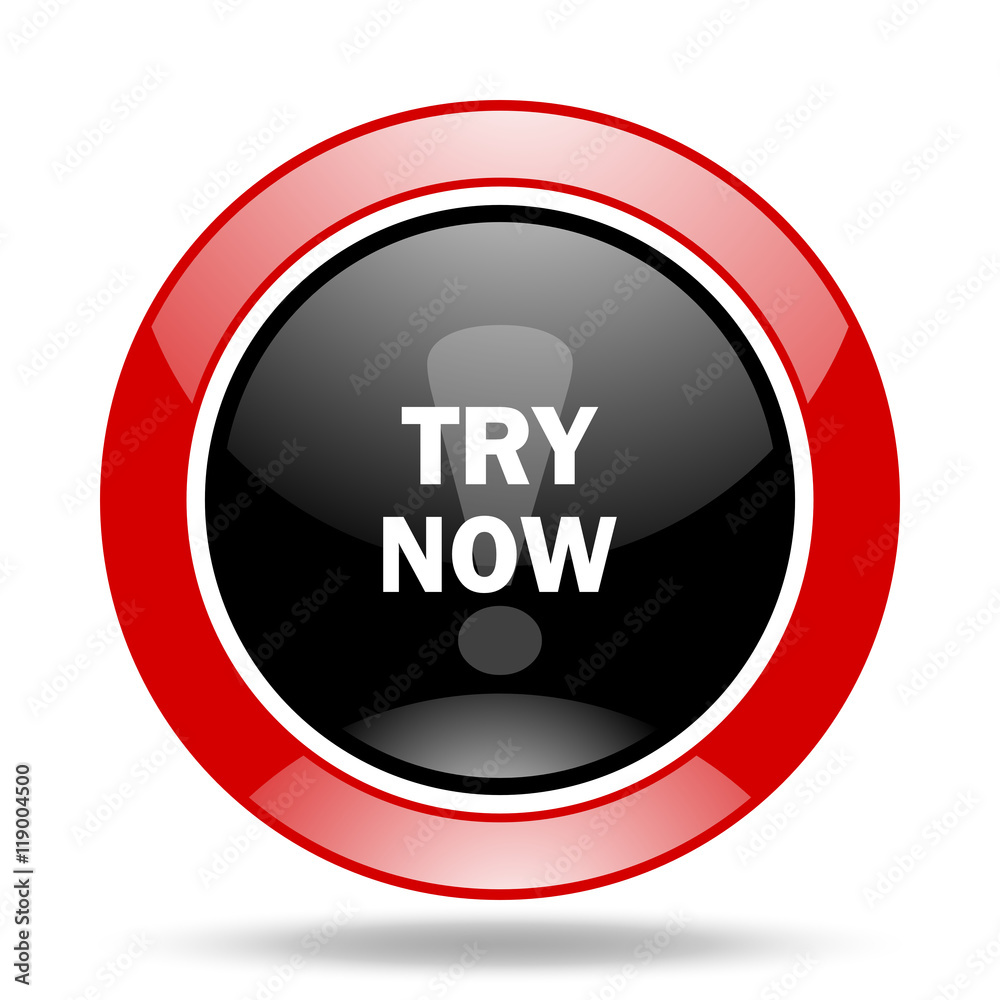 try now red and black web glossy round icon