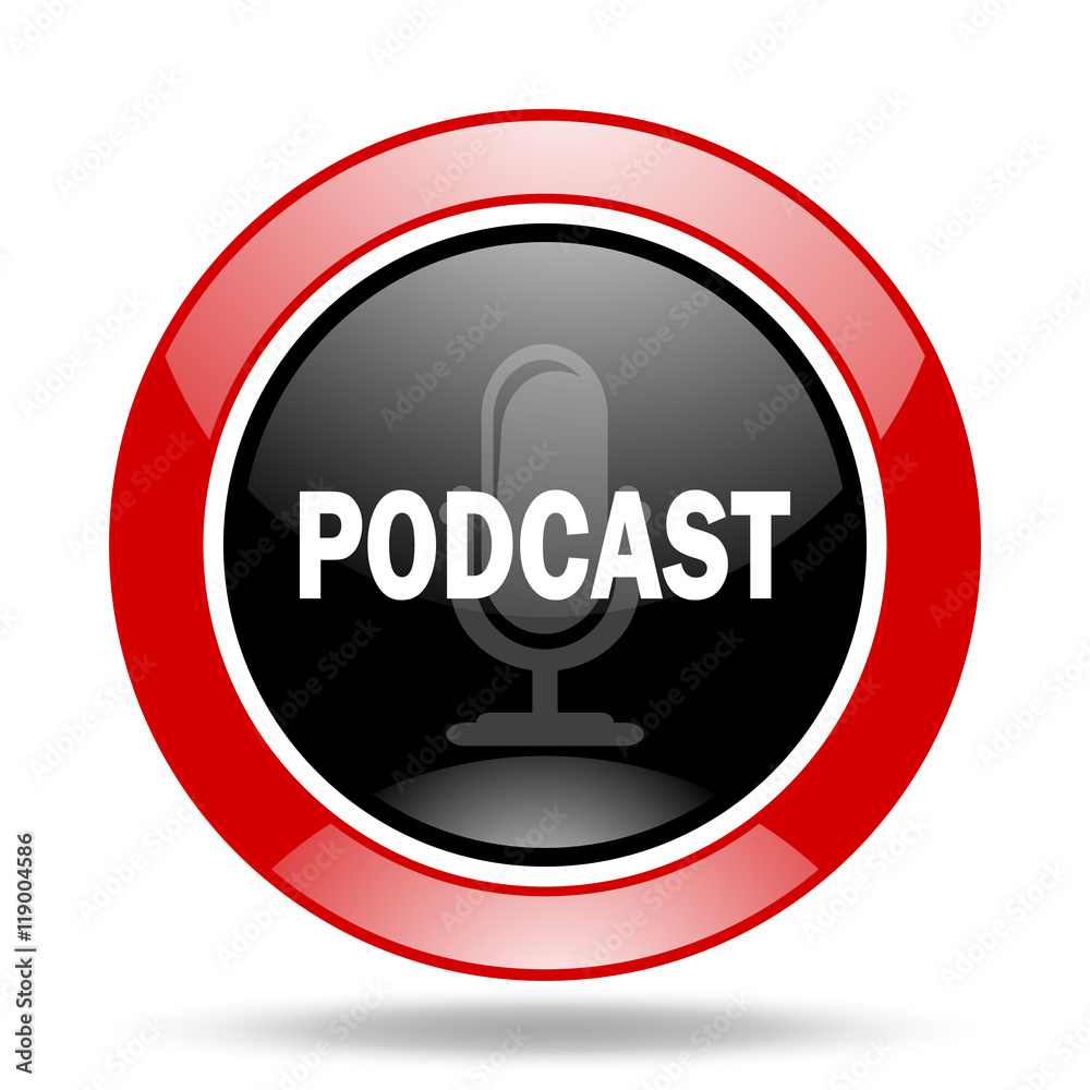 podcast red and black web glossy round icon podcast red and black web glossy round icon