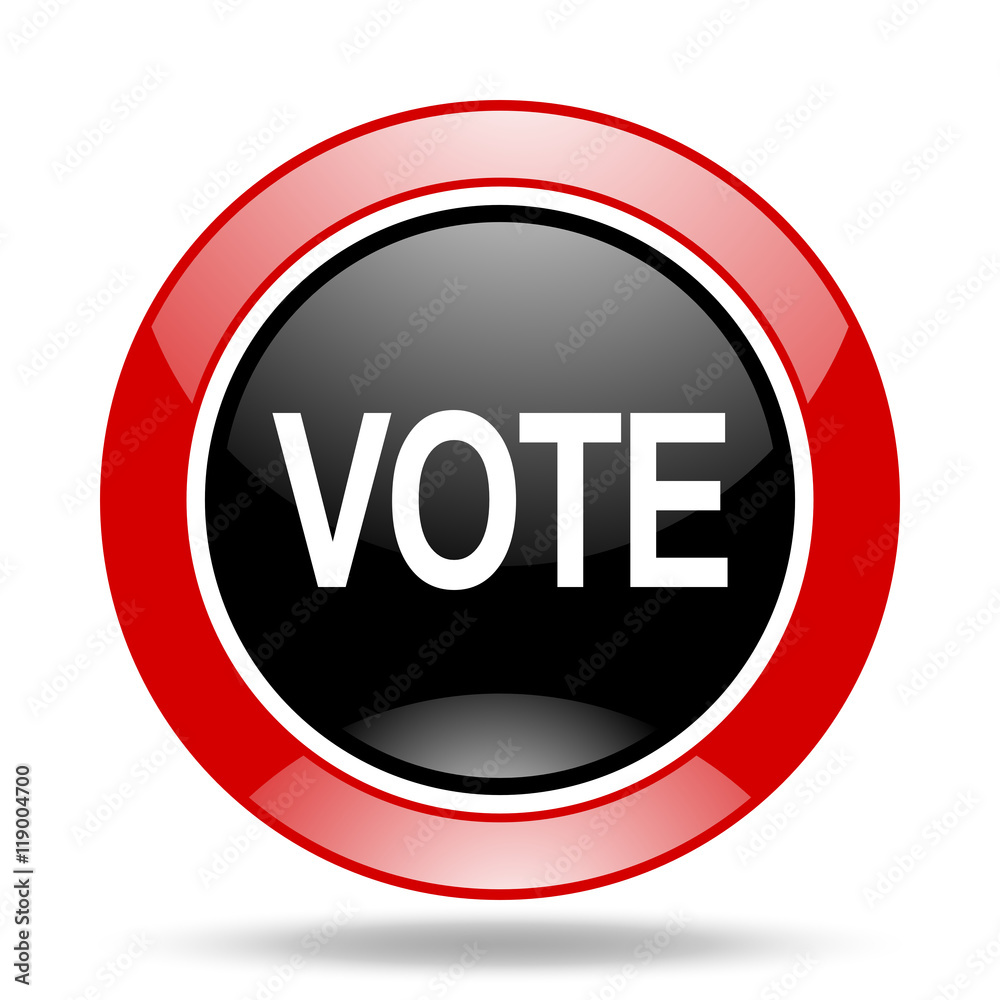 vote red and black web glossy round icon Illustration Stock | Adobe Stock