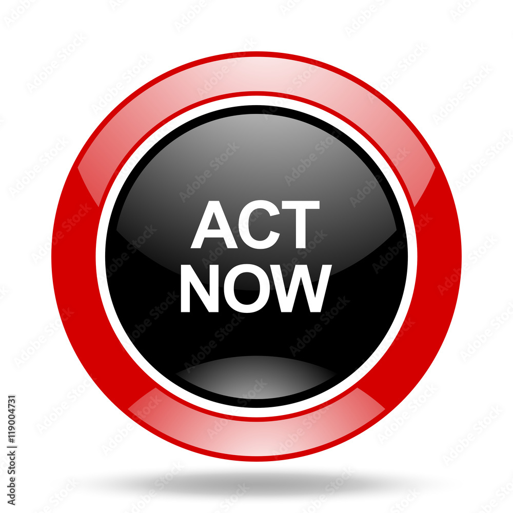 act now red and black web glossy round icon act now red and black web glossy round icon