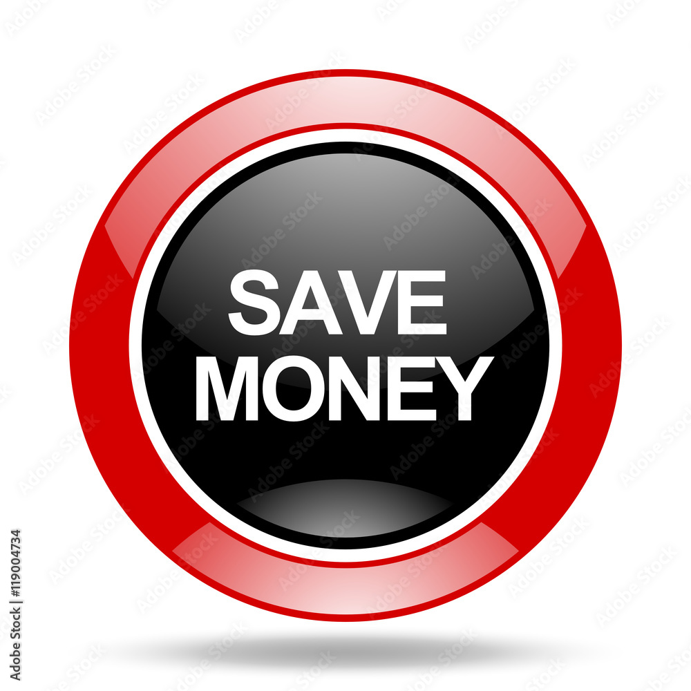 save money red and black web glossy round icon save money red and black web glossy round icon