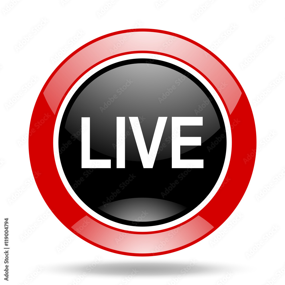 live red and black web glossy round icon live red and black web glossy round icon
