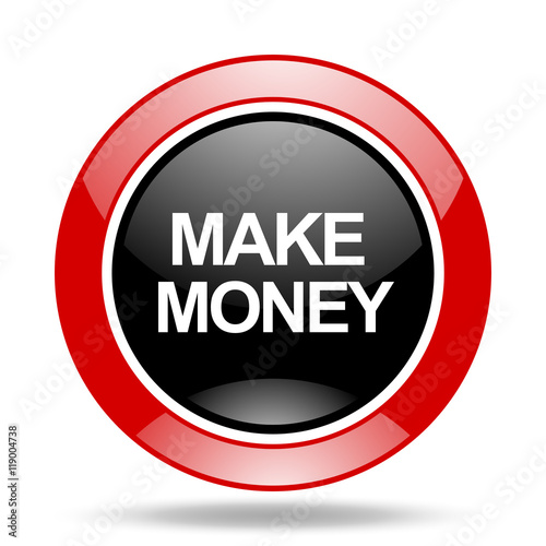 make money red and black web glossy round icon