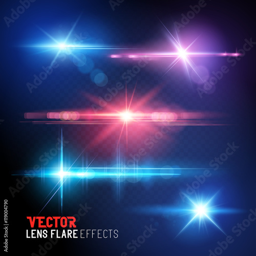 A set of vector lens flare and sun light flares -  special effects.