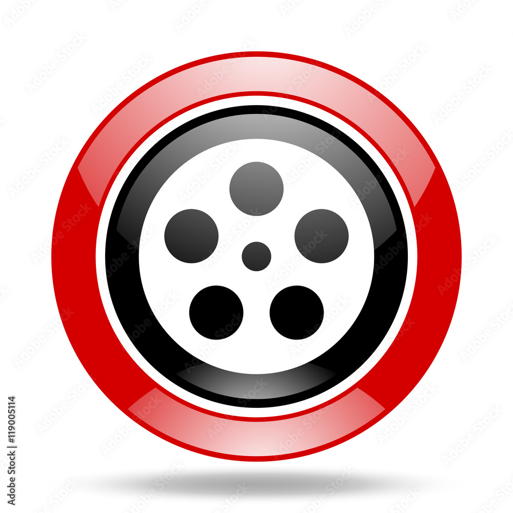 film red and black web glossy round icon film red and black web glossy round icon