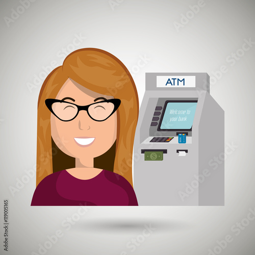 woman atm money credit vector illustration eps 10