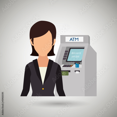 woman atm money credit vector illustration eps 10